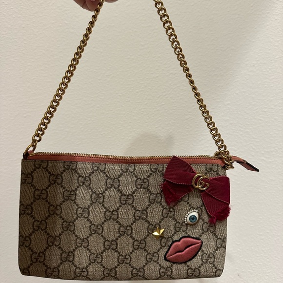GUCCI GG Supreme Monogram Face Embroidered shoulder bag - Picture 3 of 8